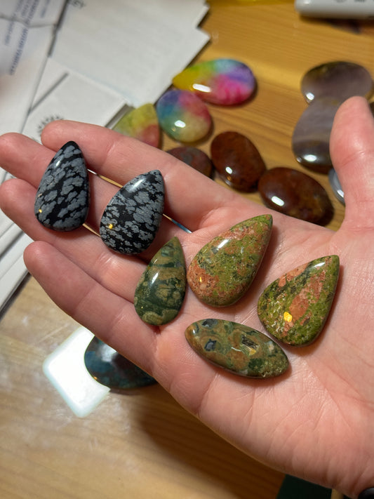 z - Snowflake Jasper (2) + Unakite (4)