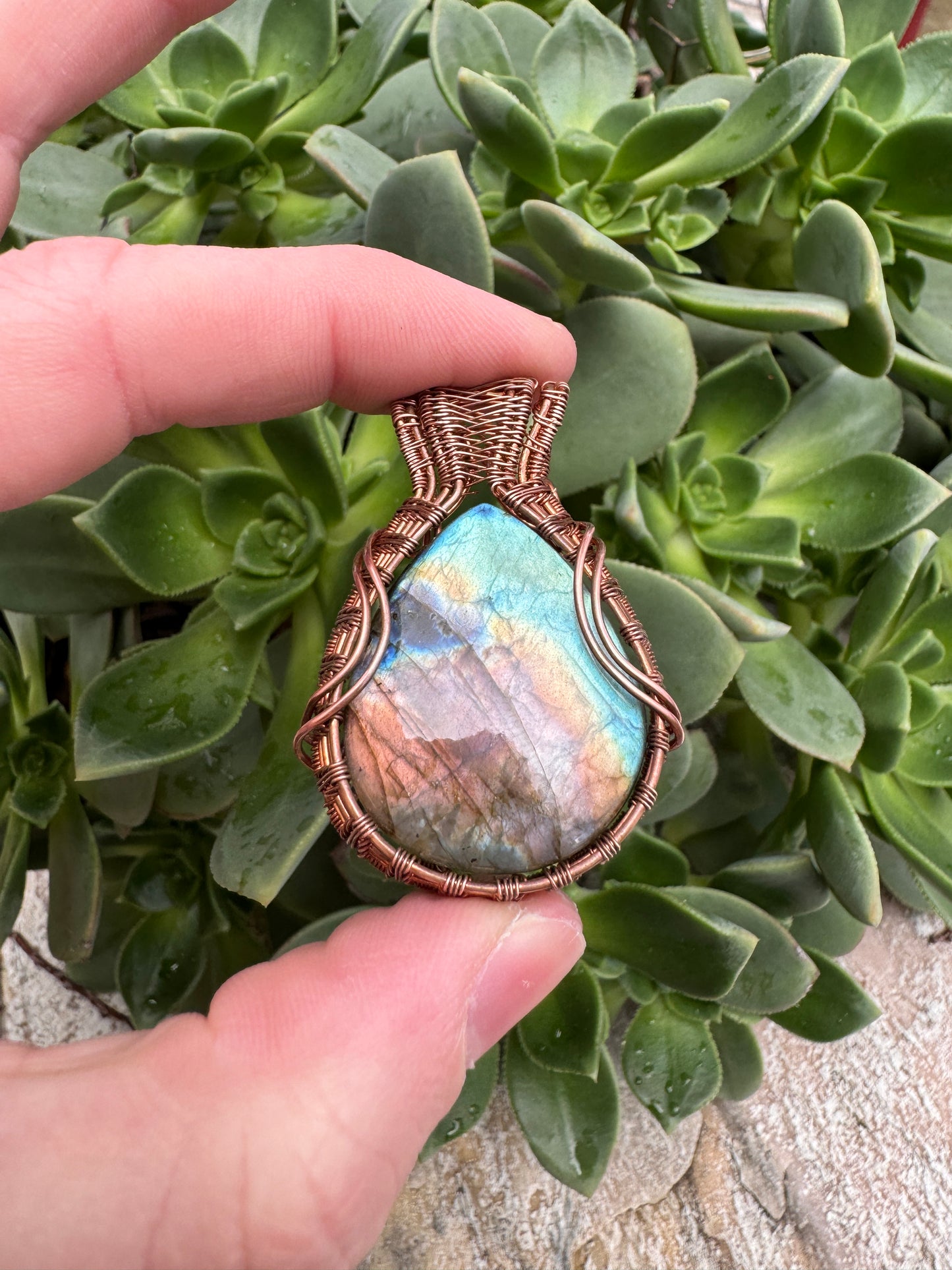 One-of-a-kind Labradorite Wrapped in Copper