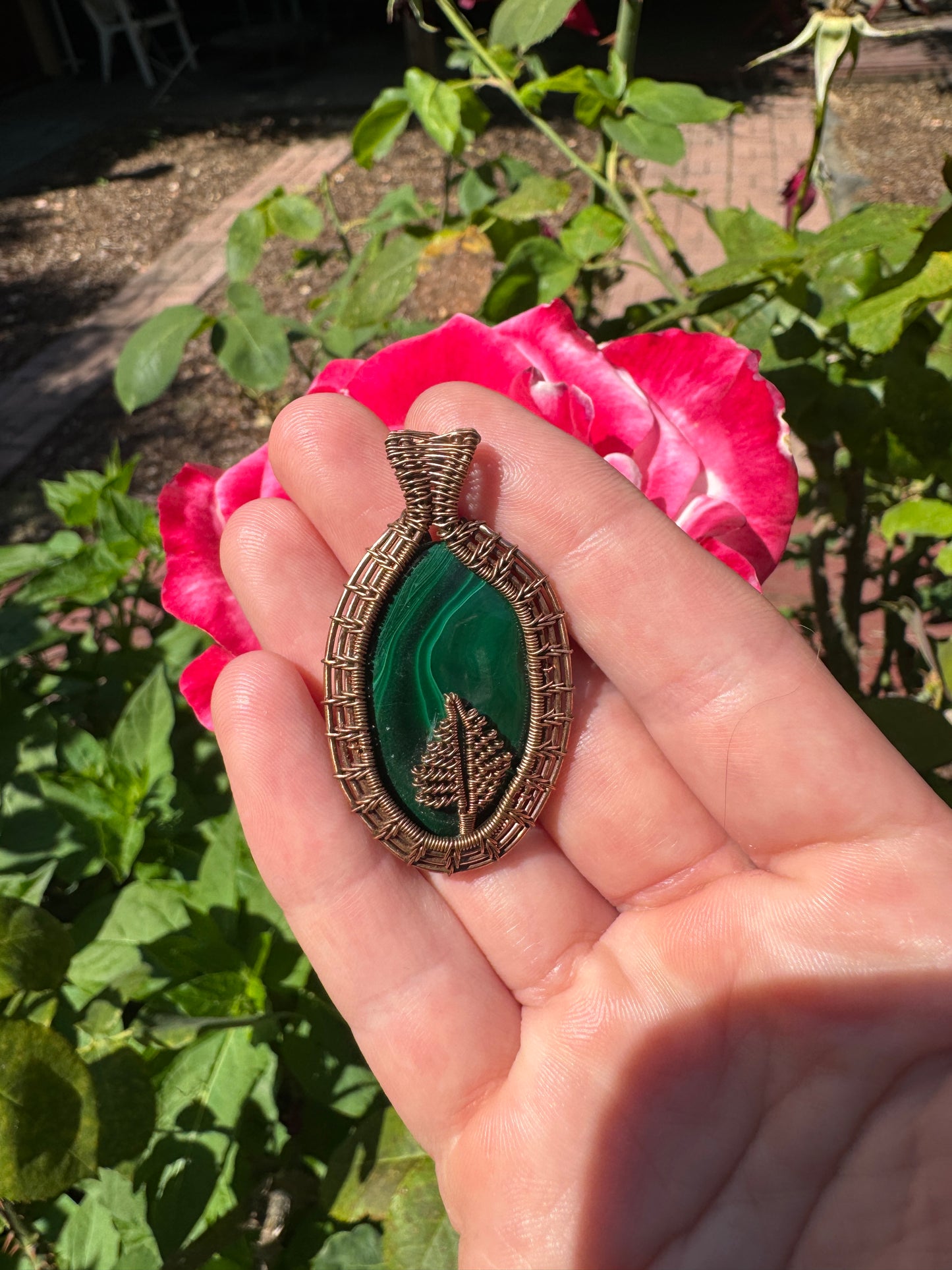 Malachite Tree Wrapped in Copper