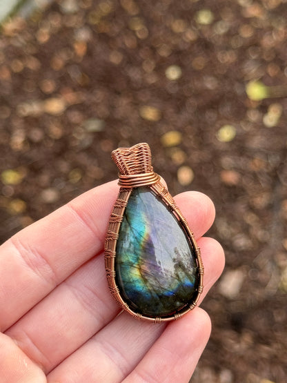 Unique Rainbow Labradorite Wrapped in Copper