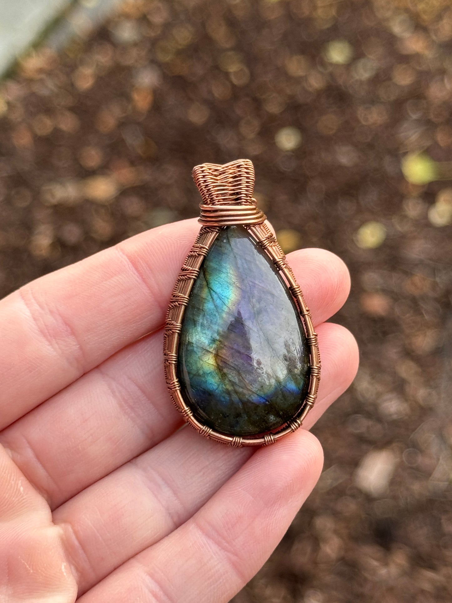 Unique Rainbow Labradorite Wrapped in Copper