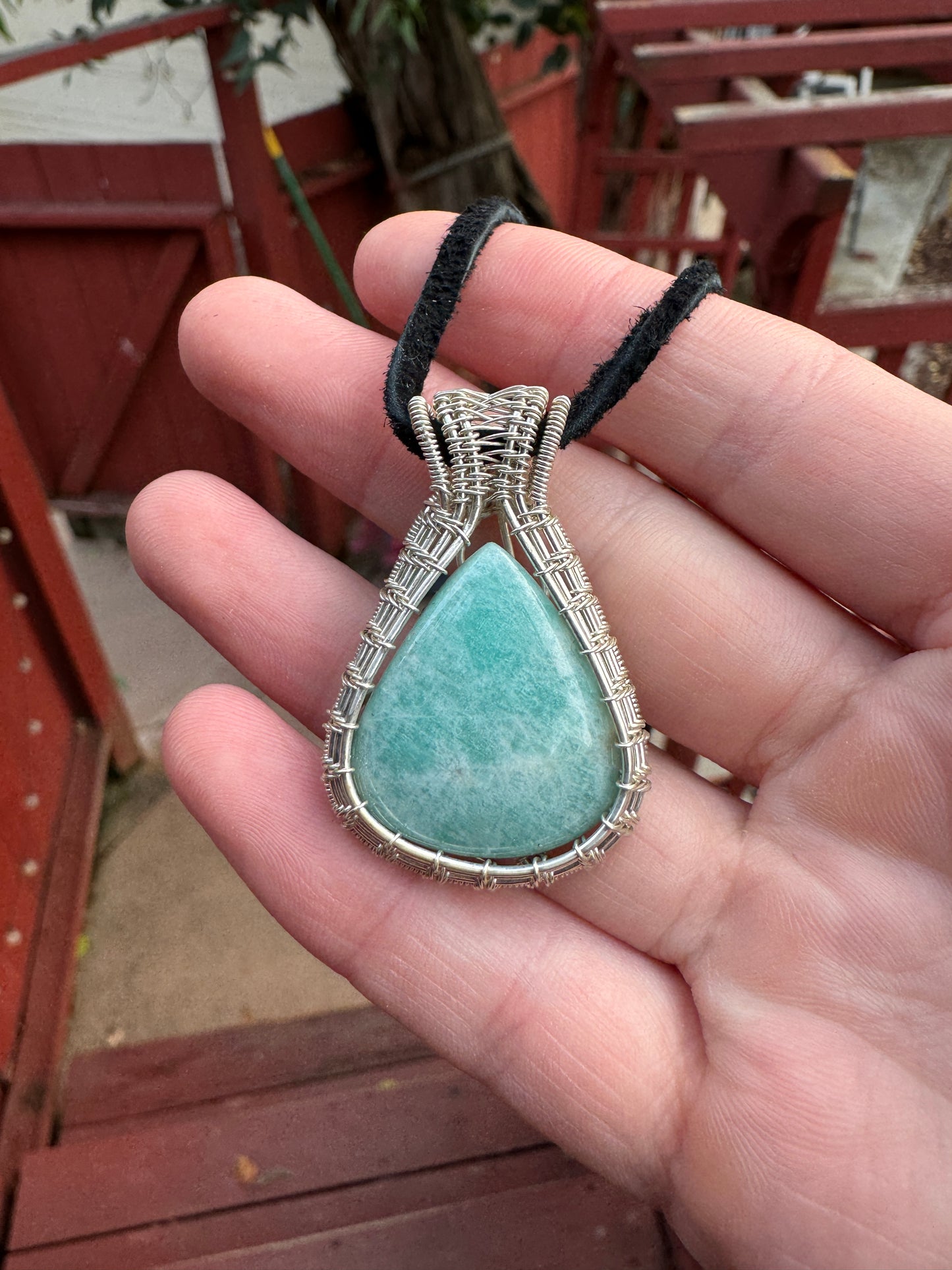 Amazonite Wrapped in Sterling Silver