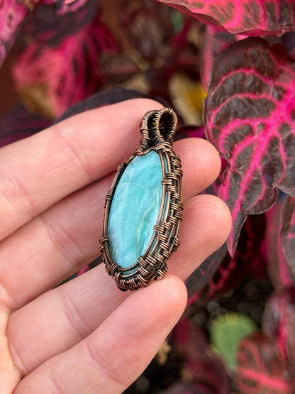 Larimar Wrapped in Copper