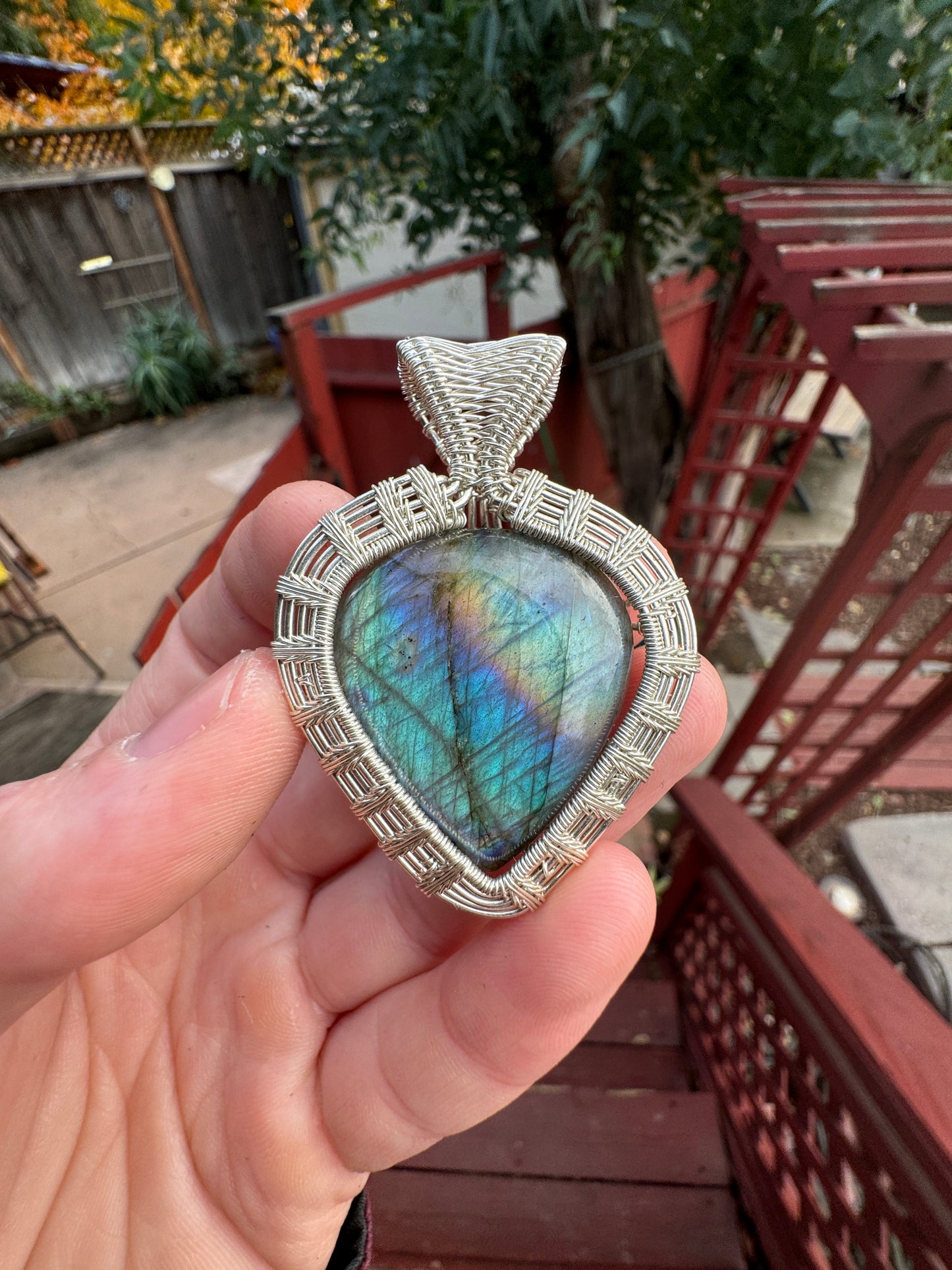 Exceptional Rainbow Labradorite, Wrapped in Sterling Silver