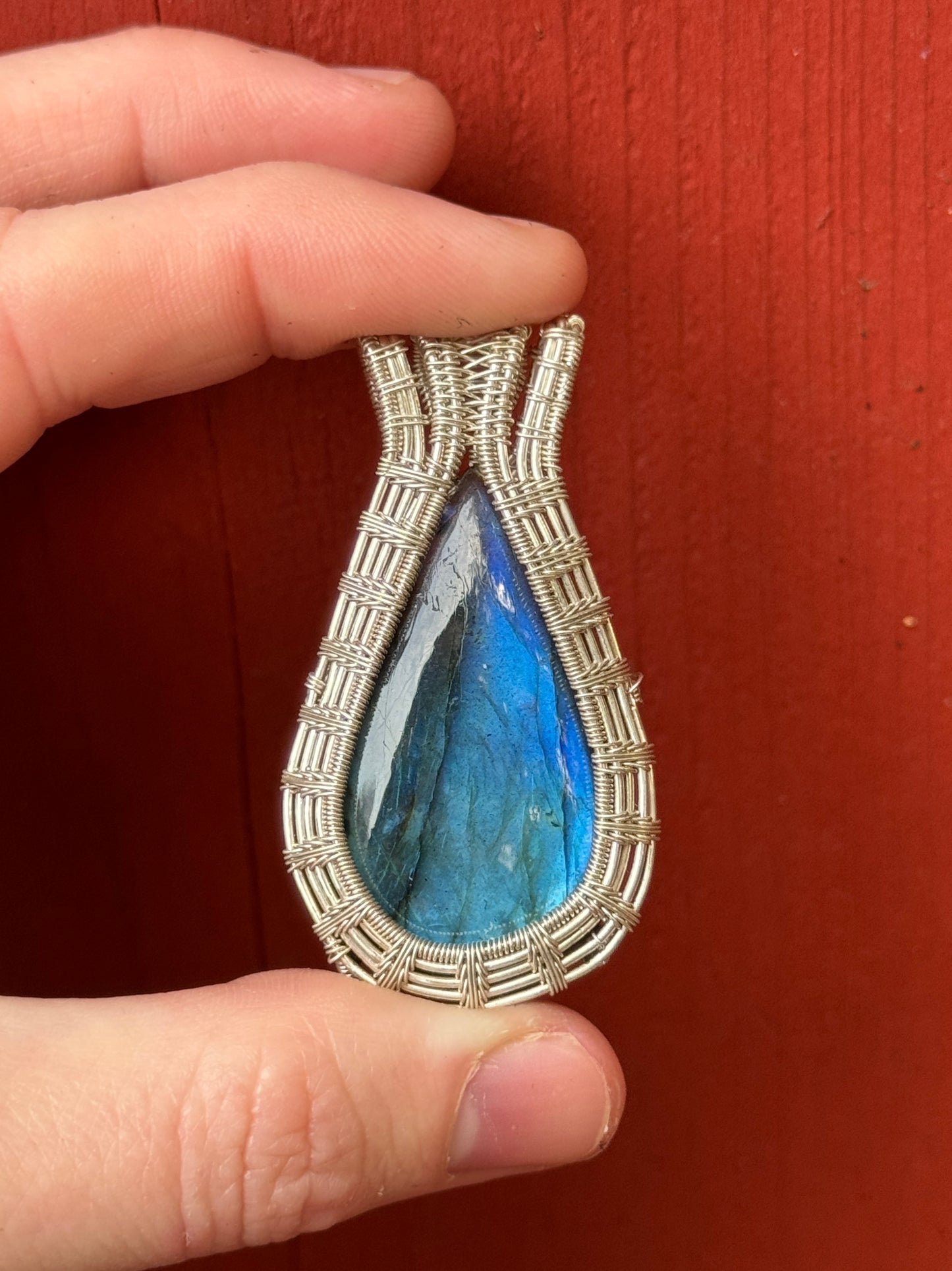 Blue Labradorite Wrapped in Sterling Silver