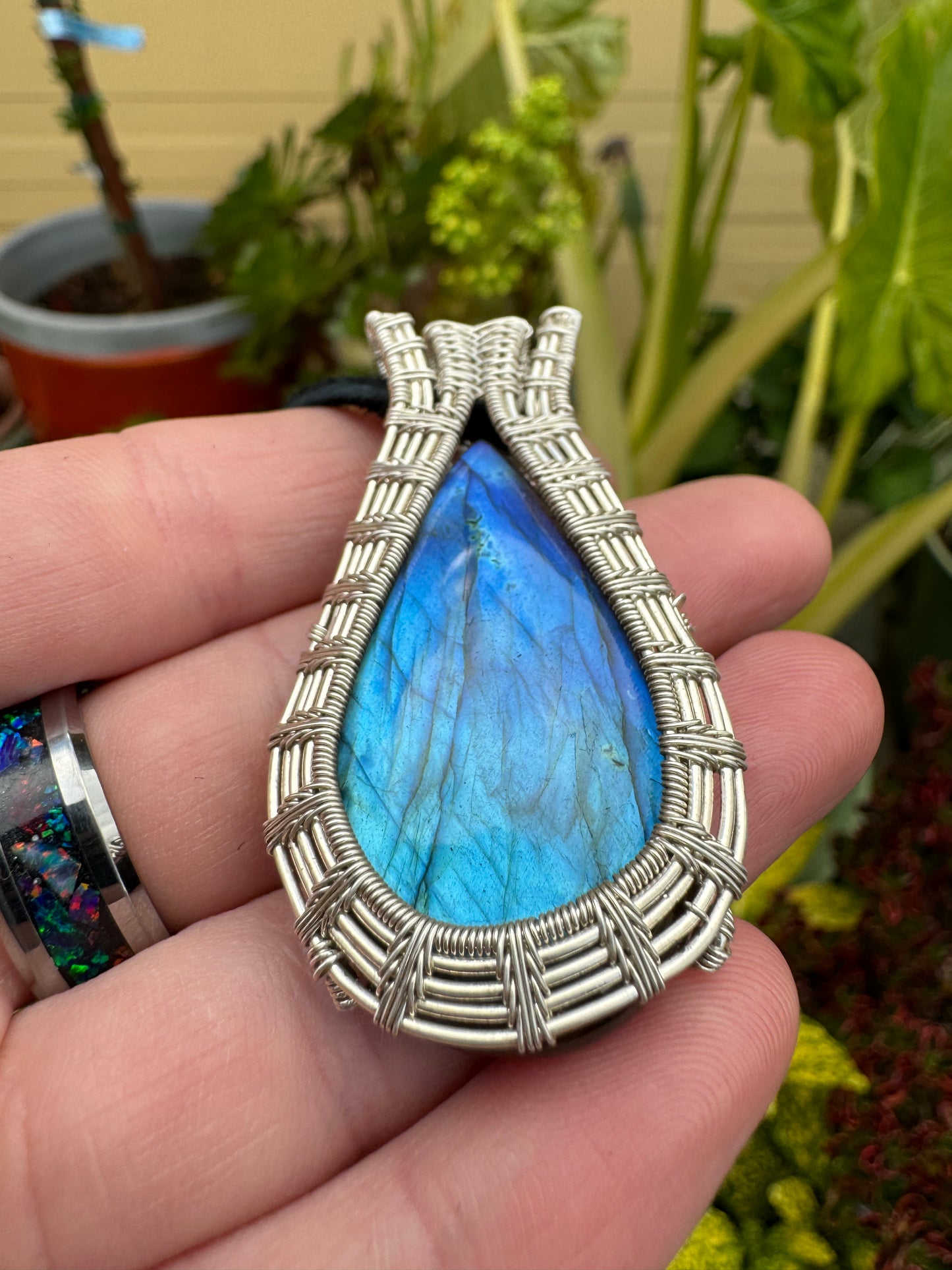 Blue Labradorite Wrapped in Sterling Silver