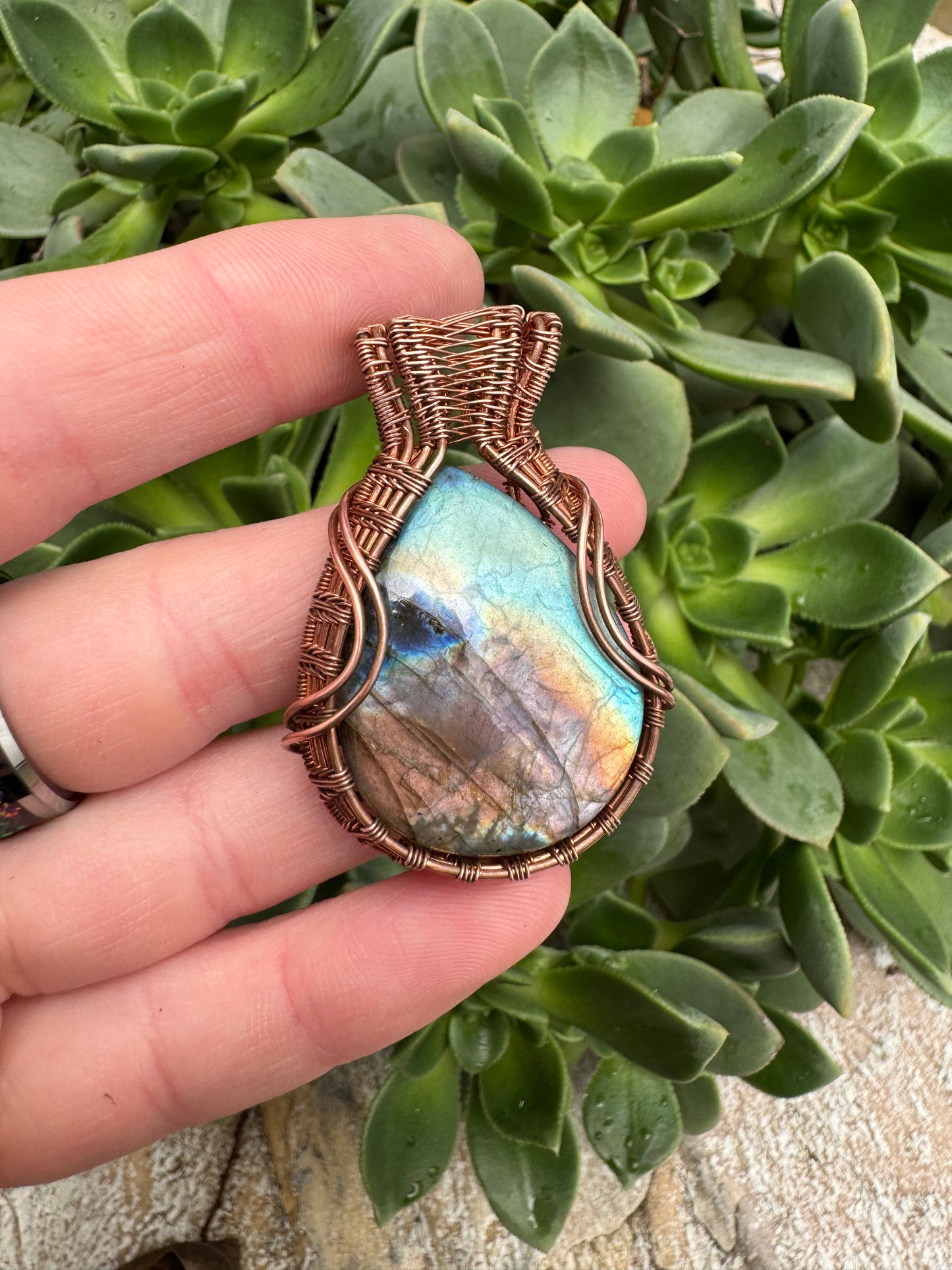 Rare Labradorite Wrapped in Copper