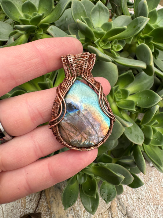 Rare Labradorite Wrapped in Copper