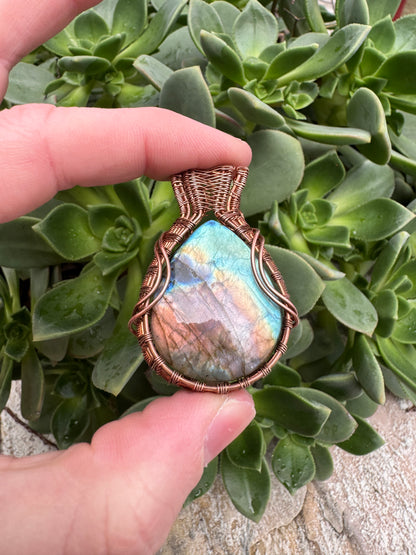 Rare Labradorite Wrapped in Copper