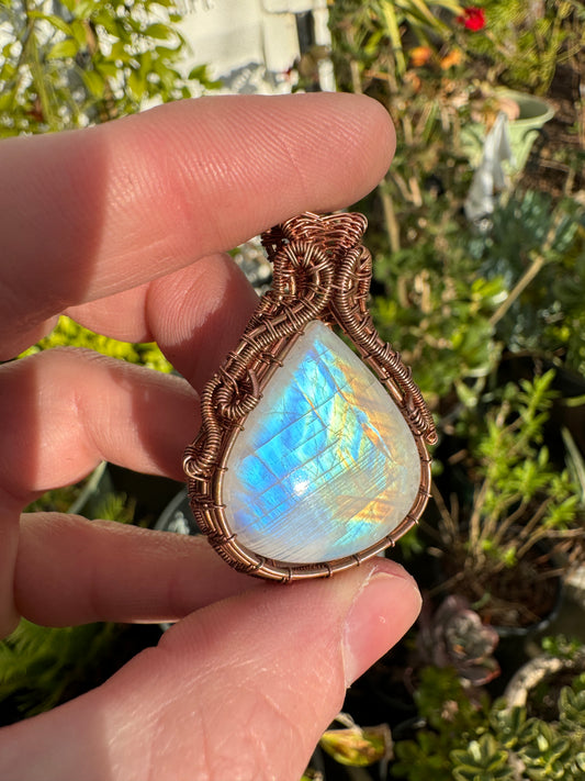 Moonstone Wrapped in Copper