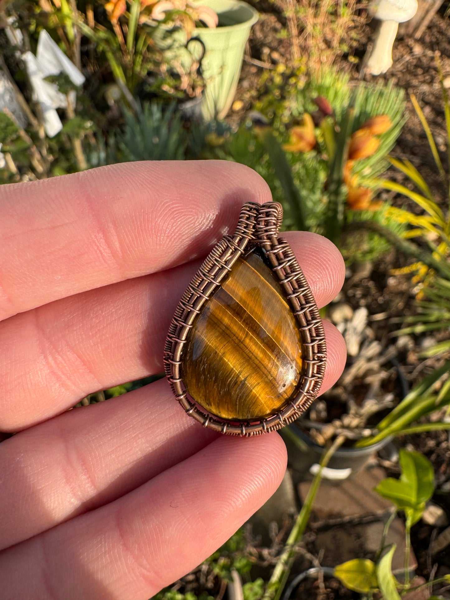 Tiger Eye Wrapped in Copper