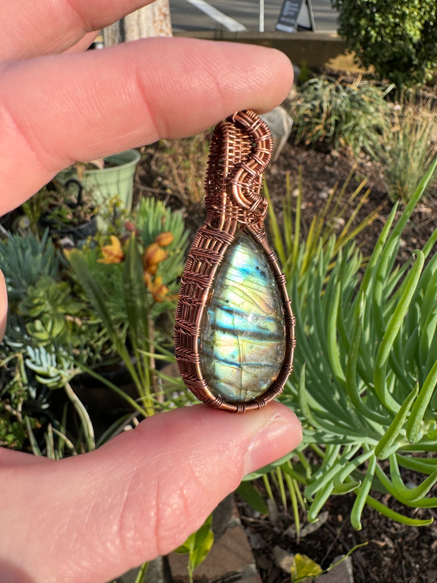 Unique Labradorite Wrapped in Copper