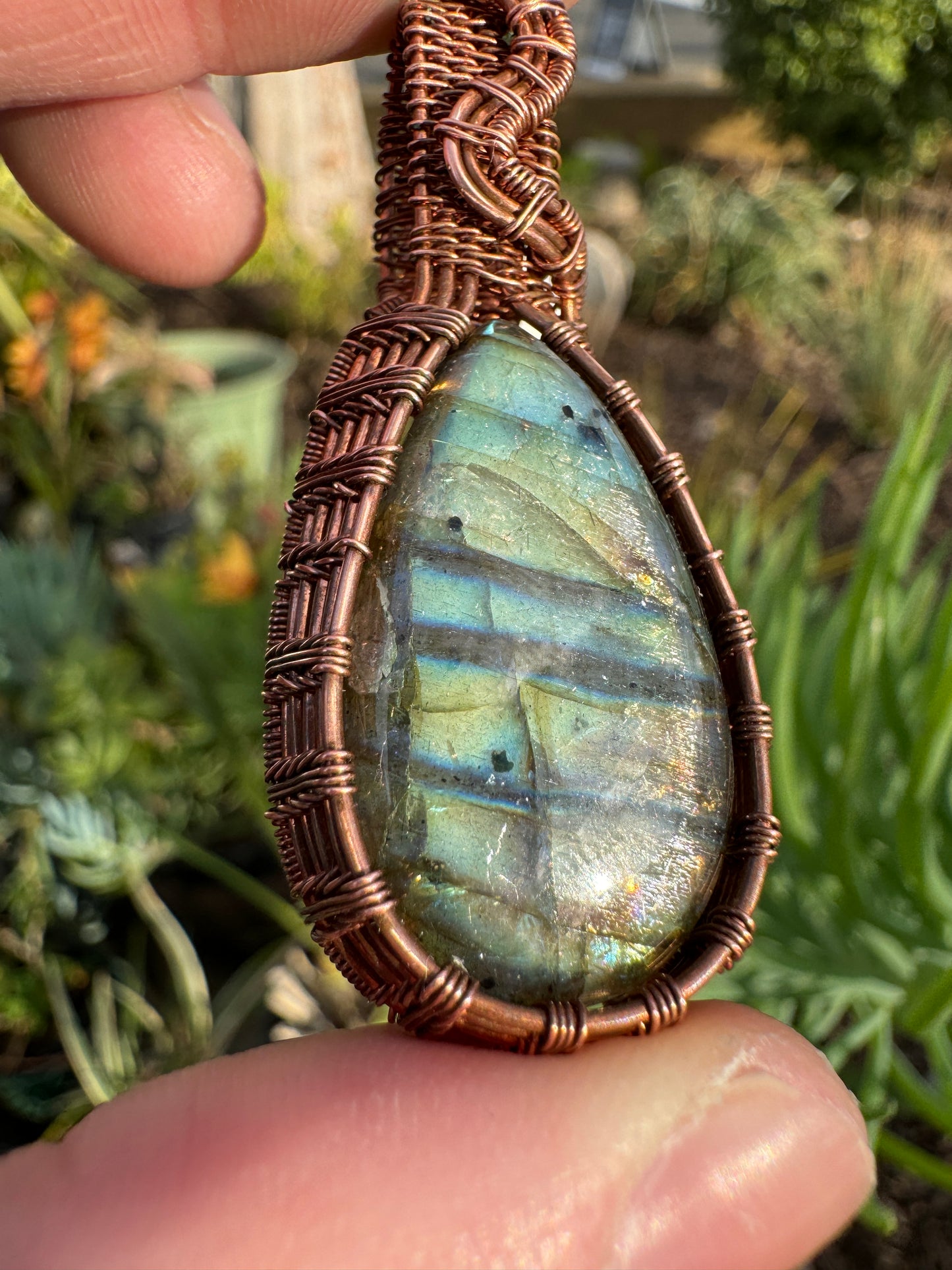 Unique Labradorite Wrapped in Copper