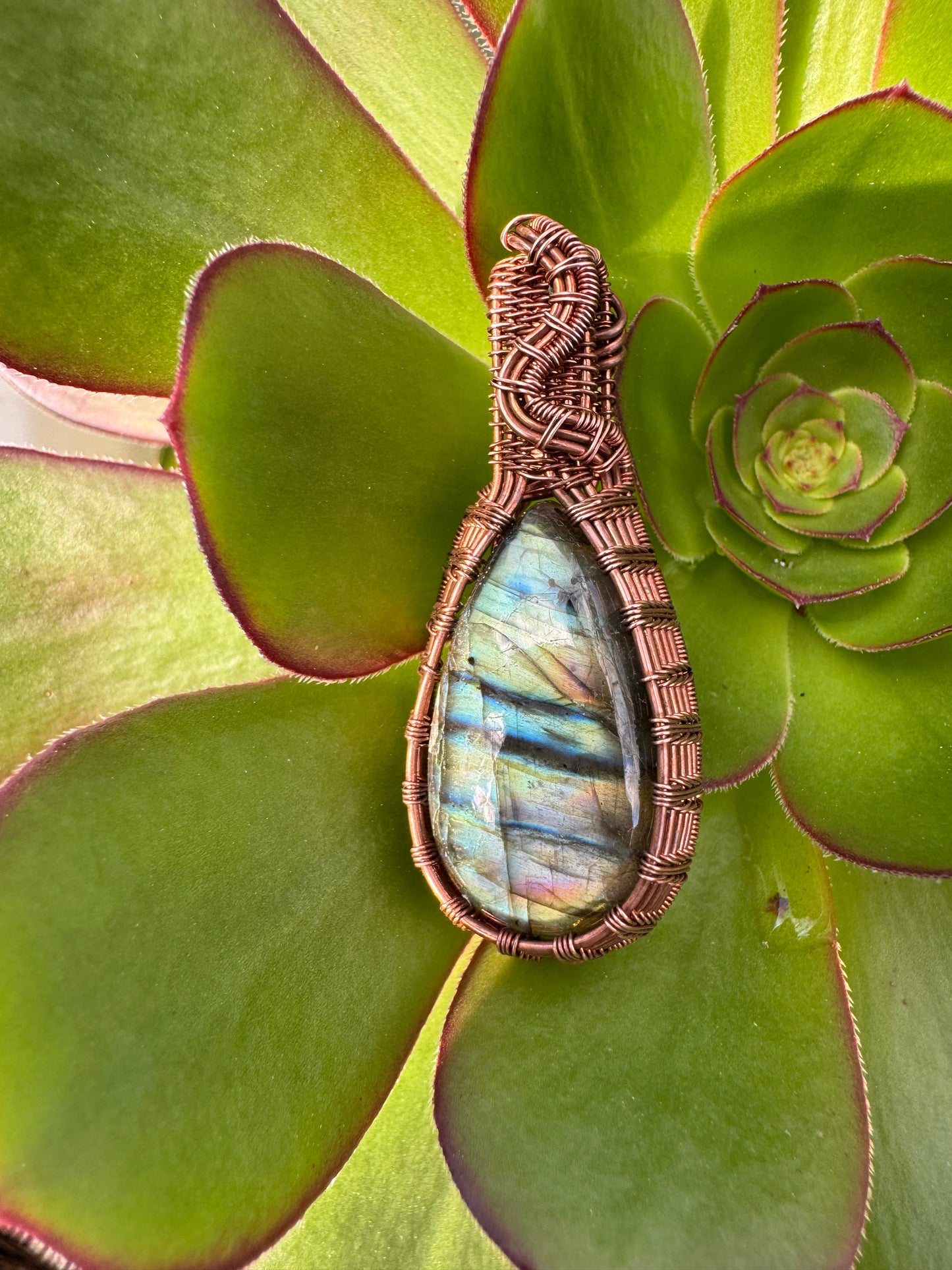 Unique Labradorite Wrapped in Copper