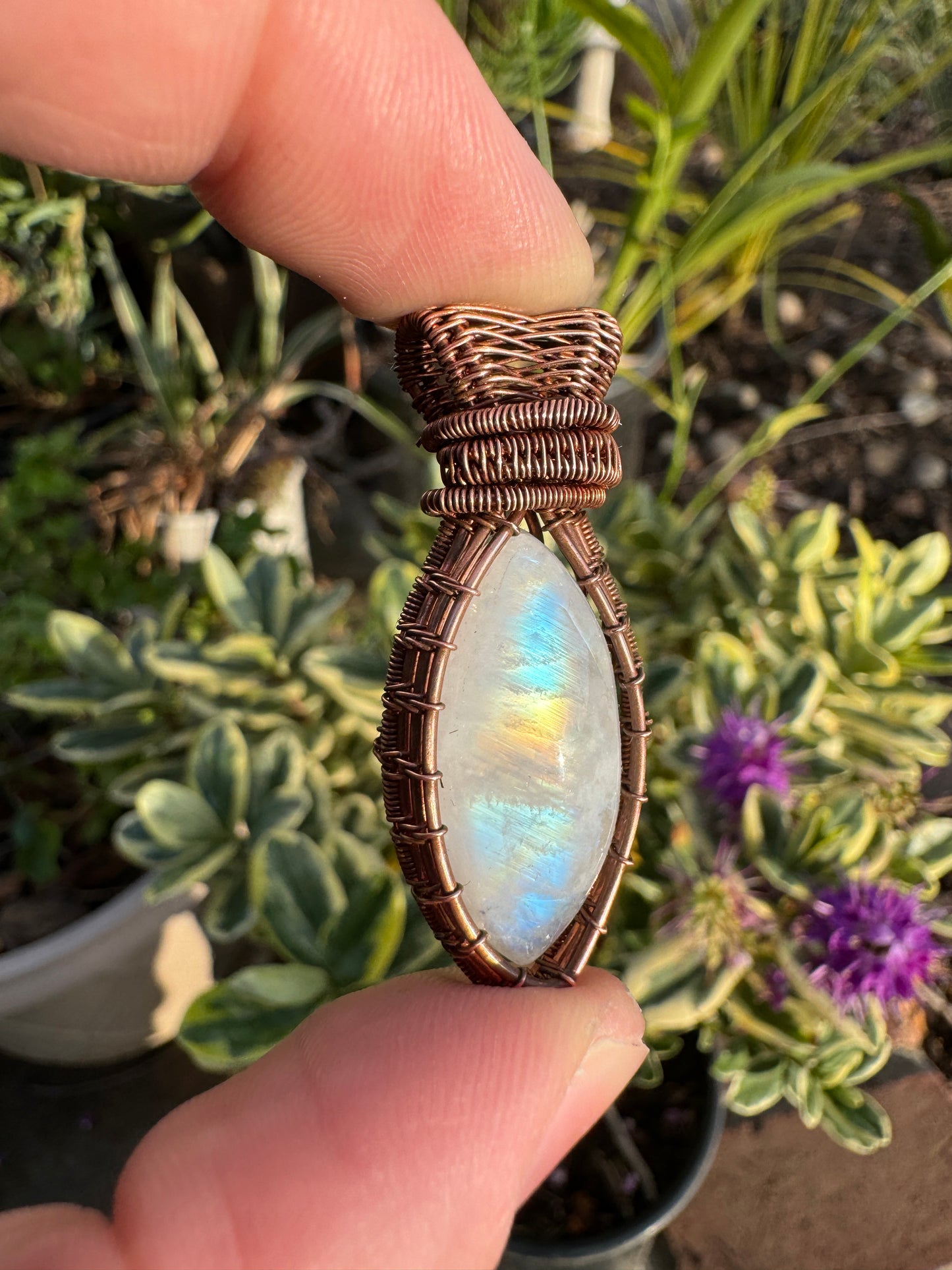 Moonstone Wrapped In Copper