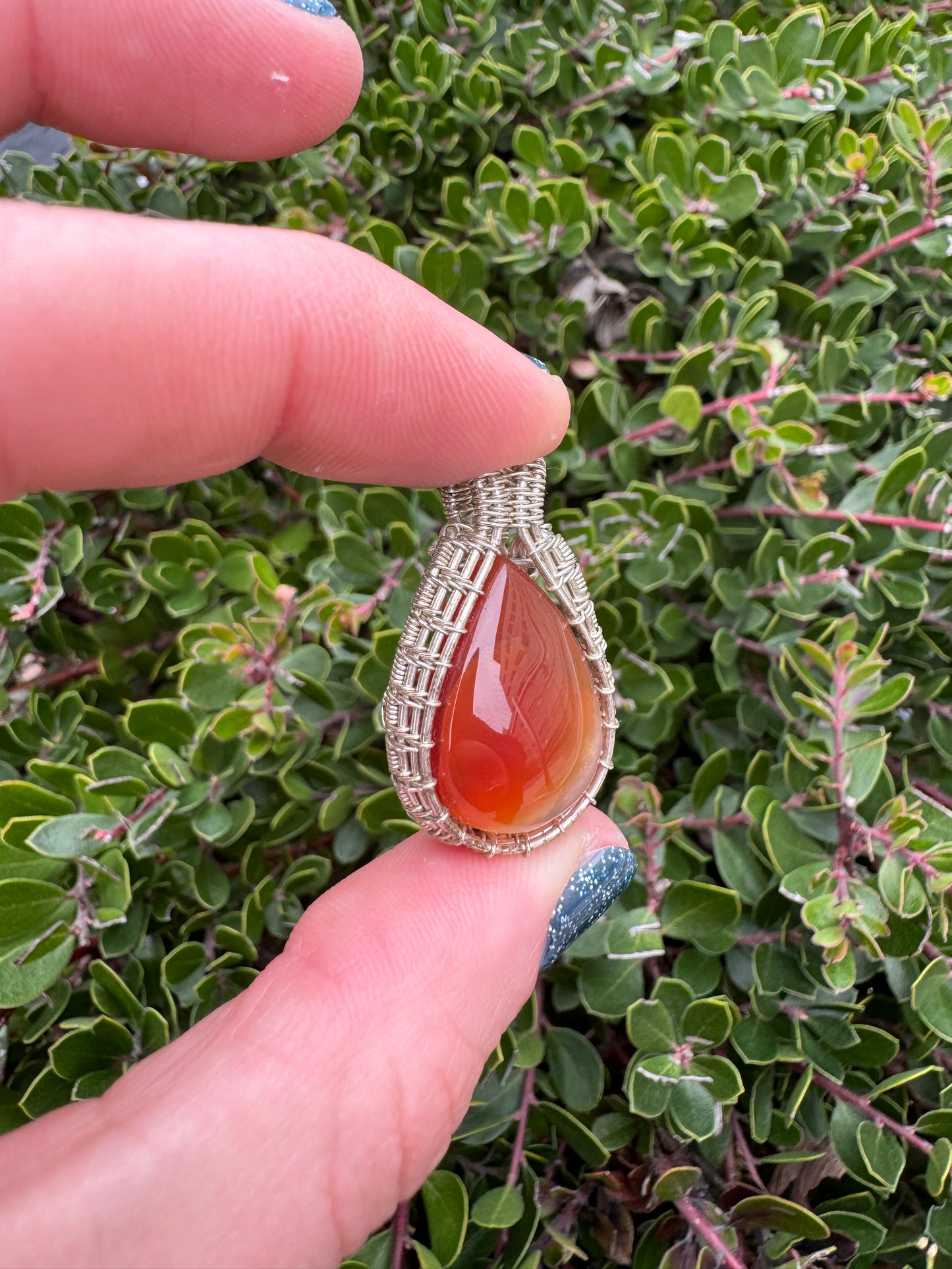 Carnelian Wrapped in Sterling Silver