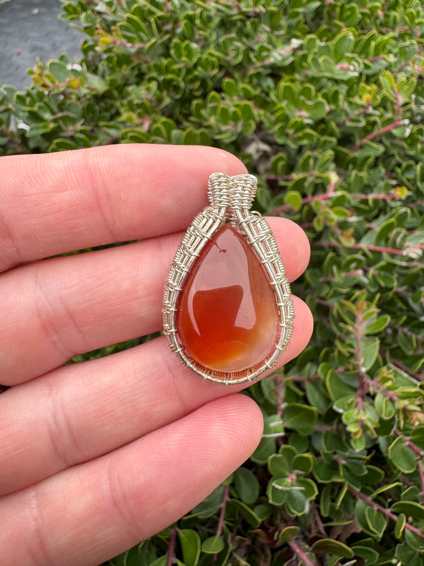 Carnelian Wrapped in Sterling Silver