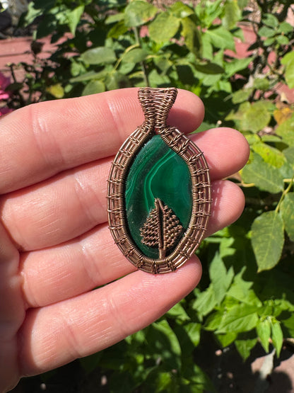 Malachite Tree Wrapped in Copper (small)