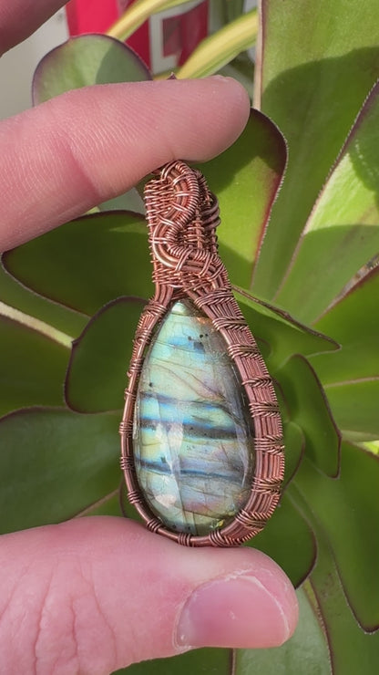 Unique Labradorite Wrapped in Copper