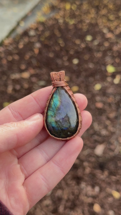 Unique Rainbow Labradorite Wrapped in Copper