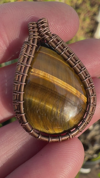 Tiger Eye Wrapped in Copper