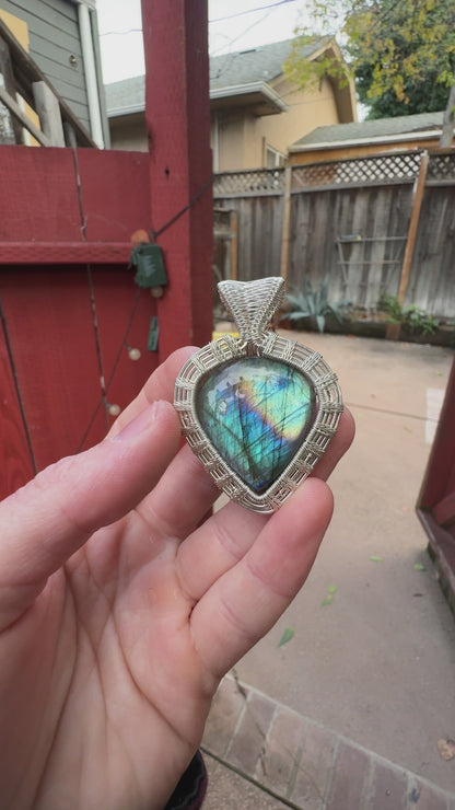 Exceptional Rainbow Labradorite, Wrapped in Sterling Silver