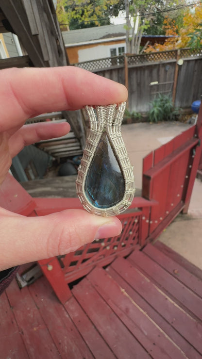 Blue Labradorite Wrapped in Sterling Silver