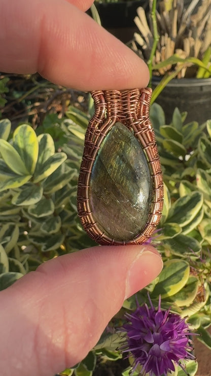 Hard-to-find Labradorite Wrapped in Copper