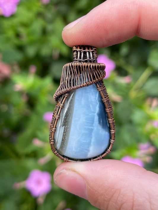 Owyhee Blue Opal Wire Wrapped Pendant