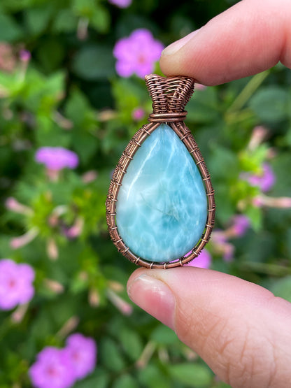 Larimar Wire Wrapped In Copper (Frame)