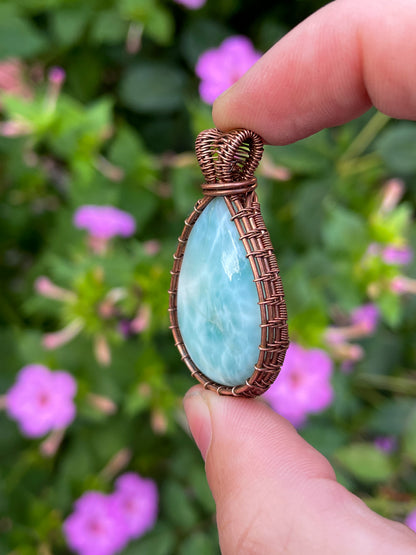 Larimar Wire Wrapped In Copper (Frame)