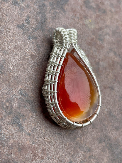 Carnelian Wrapped in Sterling Silver